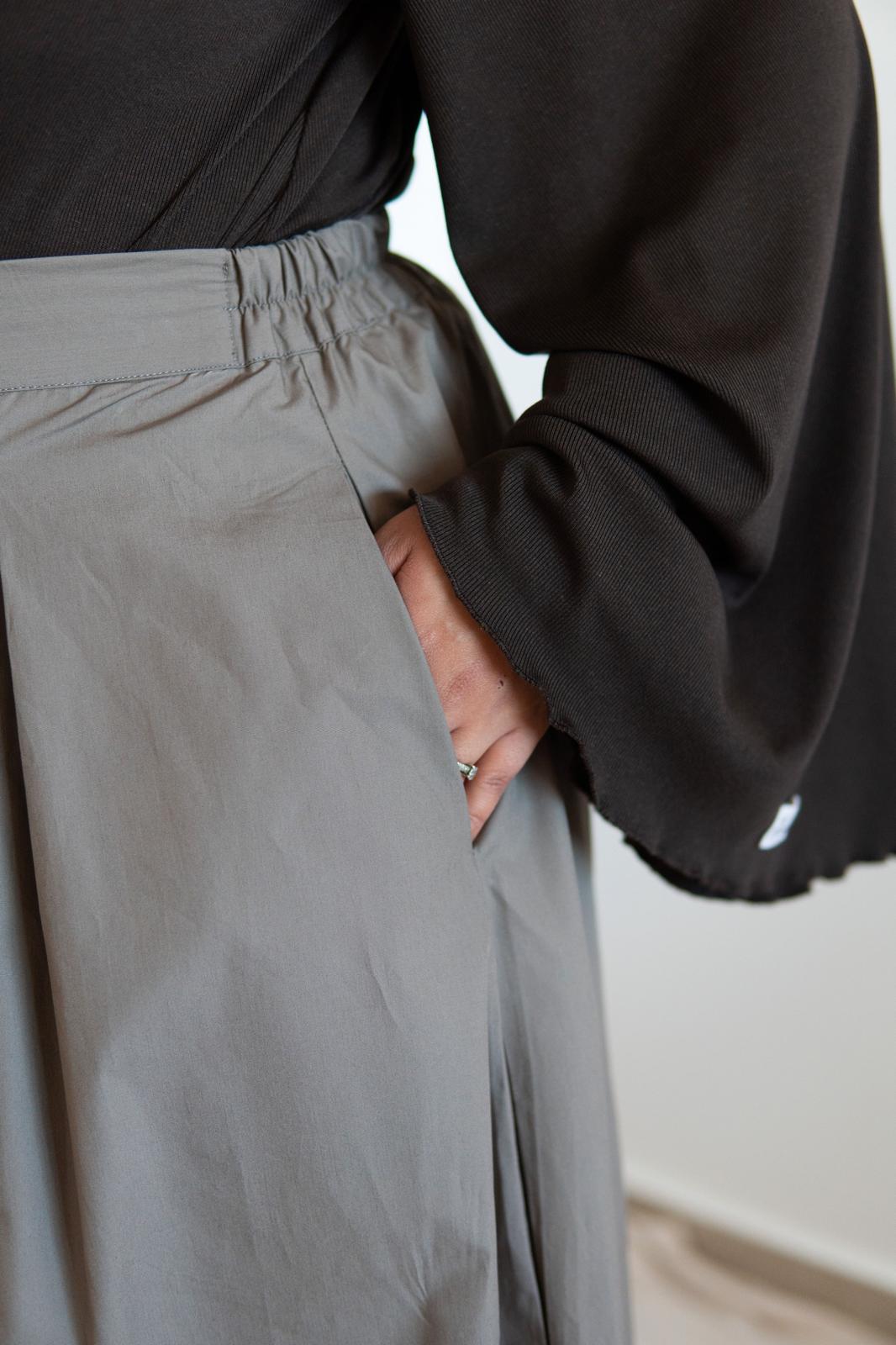 JUPE AYLA TAUPE (avec poches)